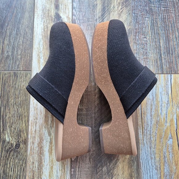 NWoB Rothy's The Classic Clogs Comfort Slid-On 2.5" Cork Heel Black Knit - Picture 8 of 9